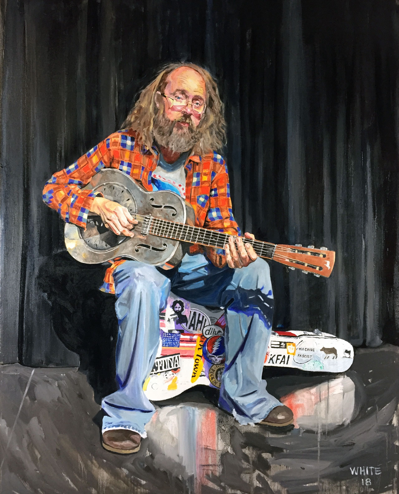 Reed White Mankato artist portrait painting of Charlie Parr