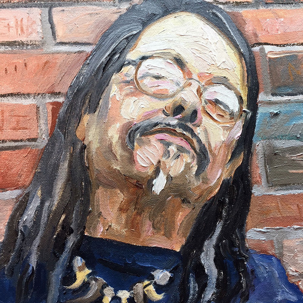 Reed White Mankato artist portrait painting of Mutt Detail 1
