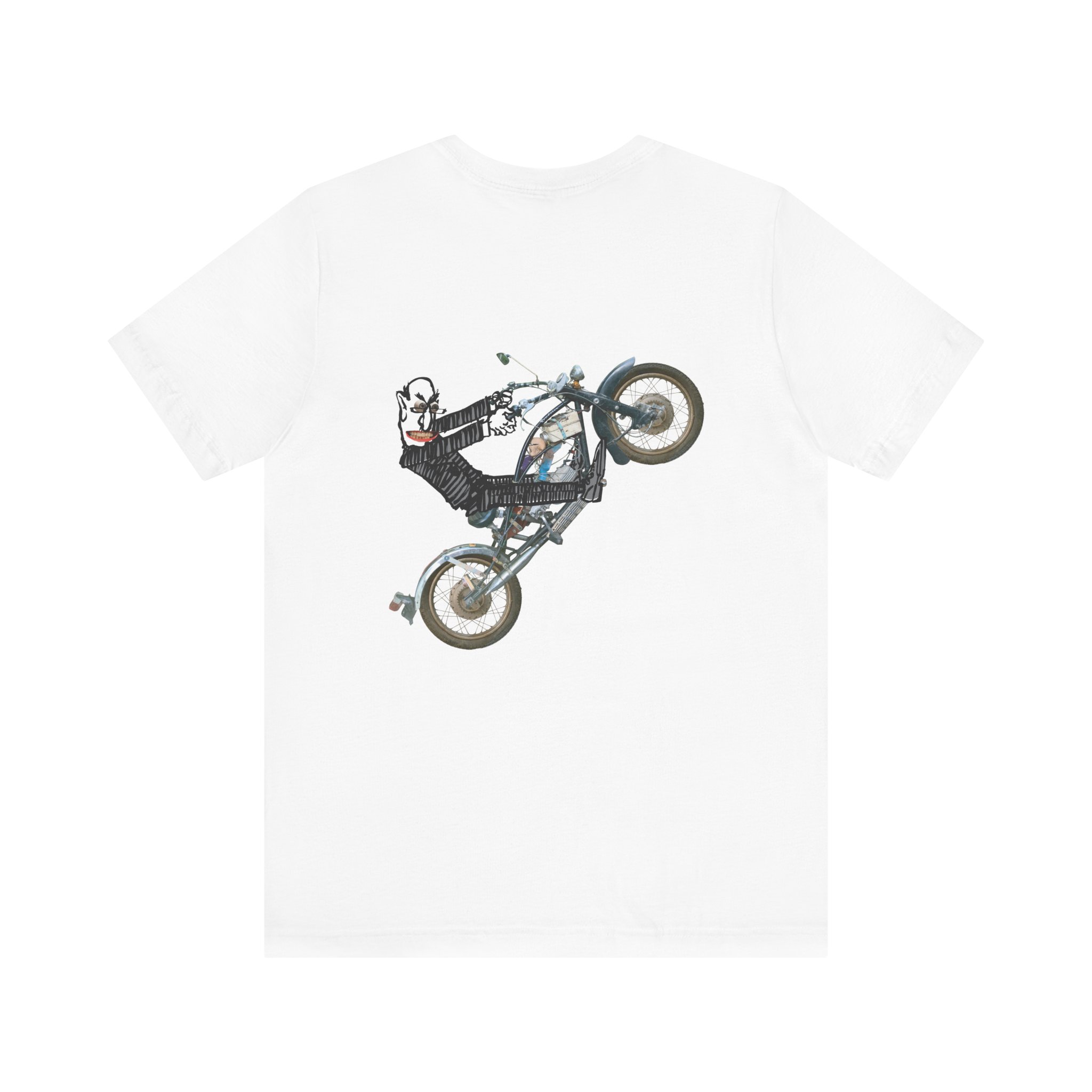 ReedDeanWhite Graphic Tee — 'Rebel Robot Drifter Band' Drummer & Wheelie Rider T-Shirt - Image 4