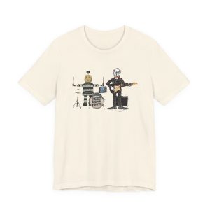 ReedDeanWhite Graphic Tee — 'Rebel Robot Drifter Band' Drummer & Wheelie Rider T-Shirt